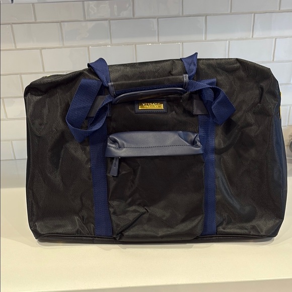 Versace Black & Navy Blue Very Large Duffel Bag—NEW CONDITION! Travel-Overnight - Picture 1 of 12